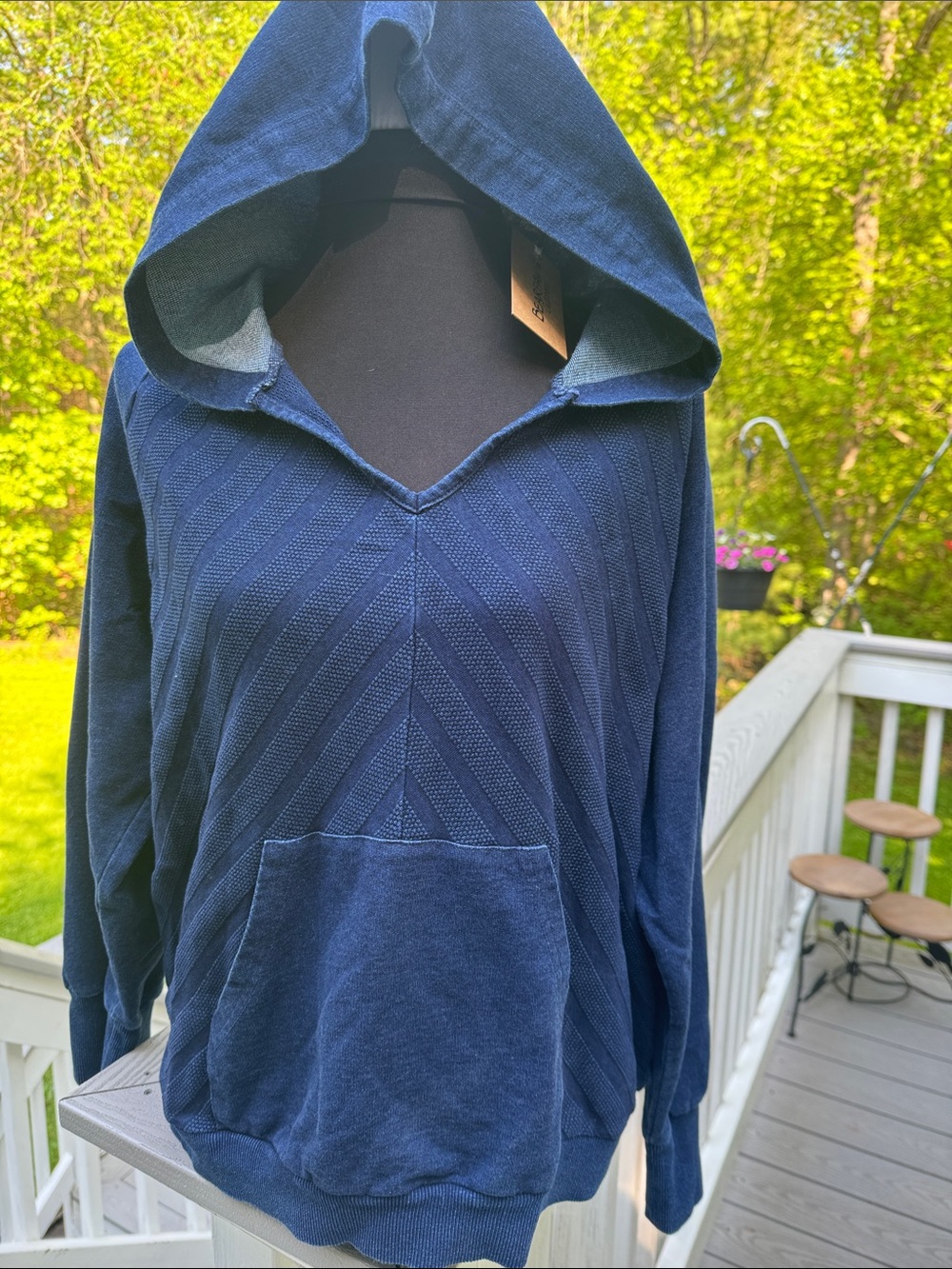 Bearpaw Navy Hooded Pullover Sweatshirt Hoodie Classic Knit Texture Size XL NWT